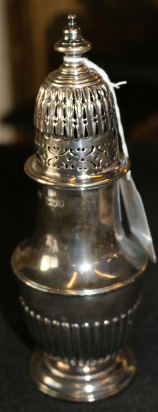 A Victorian silver demi fluted baluster caster